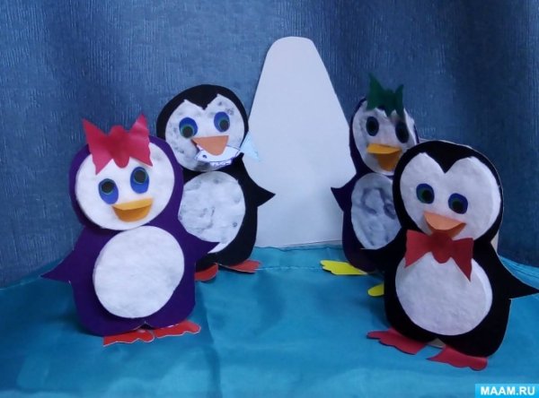 Аппликация пингвины на льдине в старшей группе