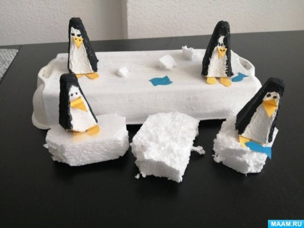 Поделки пингвин на льдине из бумаги