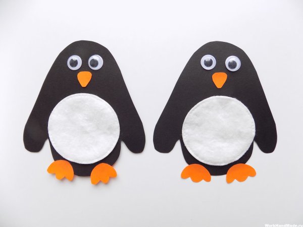 Пингвин аппликация из бумаги