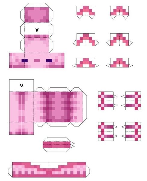 Аксолотль из МАЙНКРАФТА схема бумаги