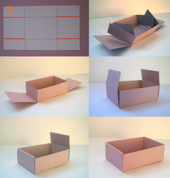 Поделки подарочная коробка из цветной бумаги