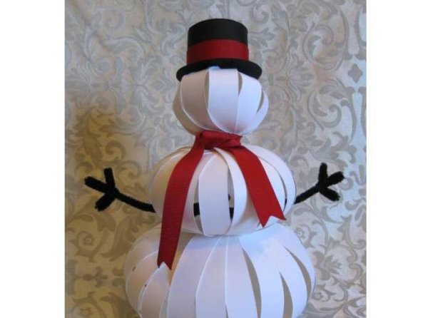 Снеговик из бумаги объемный