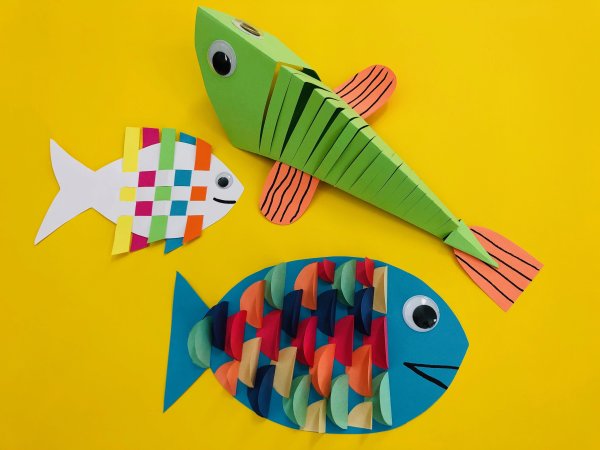 Поделки рыбка из цветной бумаги