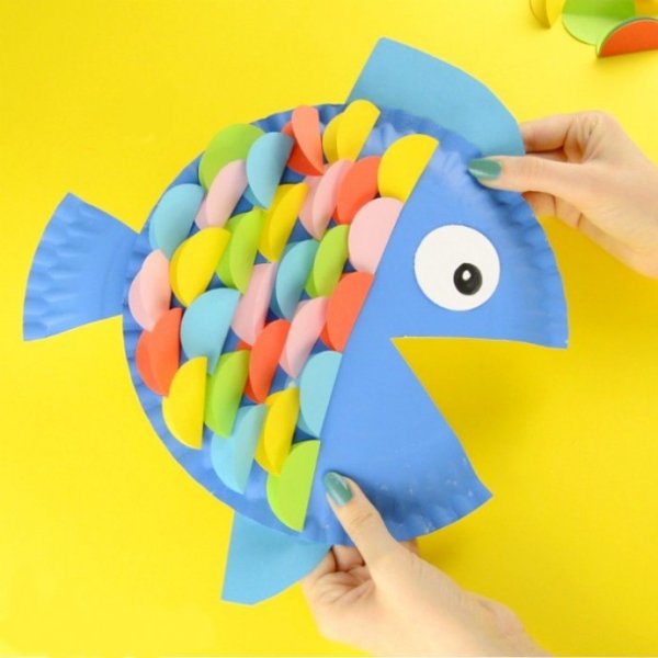Поделки рыбка из цветной бумаги с кругами