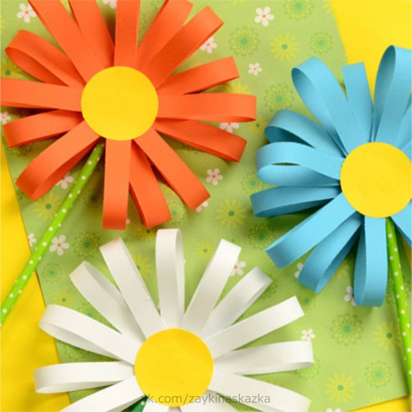 Цветы из полосок бумаги для детей