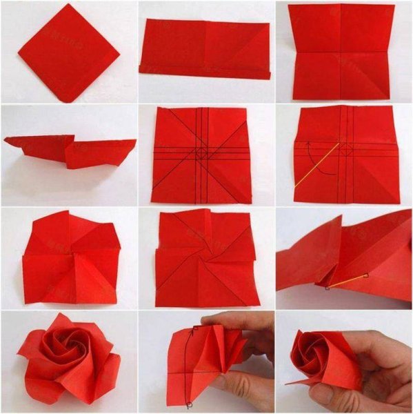 Оригами из бумаги для начинающих цветы розы