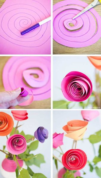 Красивые цветы из цветной бумаги