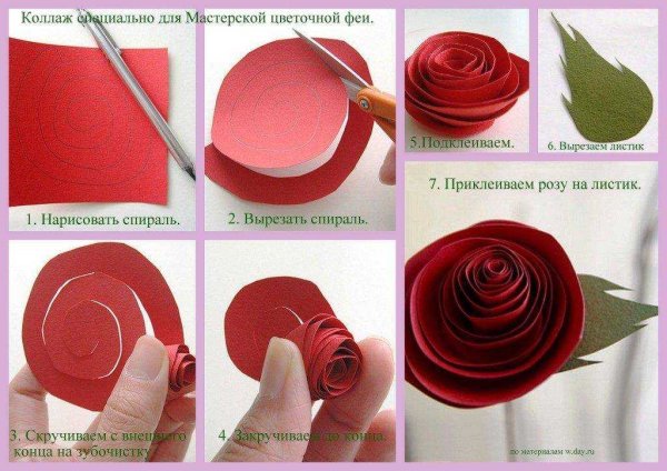 Как сделать розу из бумаги своими руками поэтапно фото для начинающих
