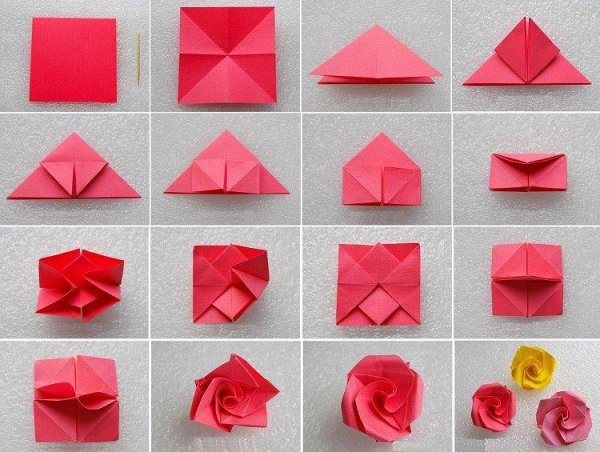 Оригами из бумаги а4 цветок роза легко для начинающих