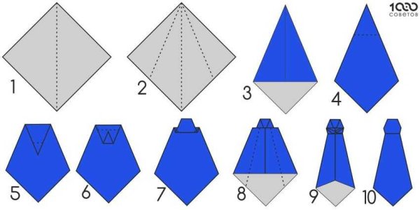 Оригами галстук из бумаги для детей
