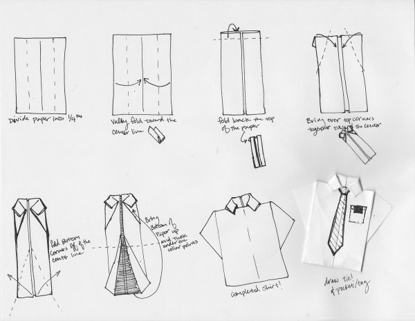 Как сделать рубашку из бумаги оригами пошагово