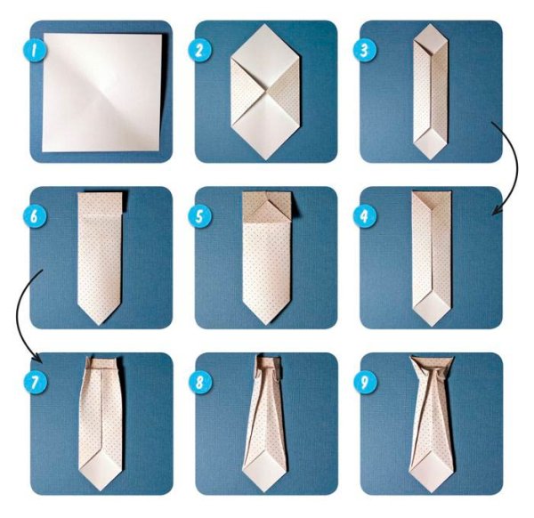 Галстук оригами из бумаги пошагово