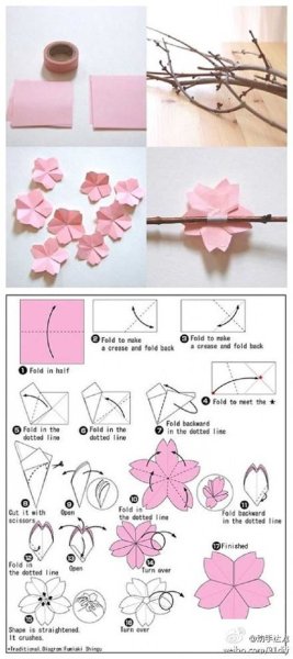 Цветочки Сакуры из бумаги