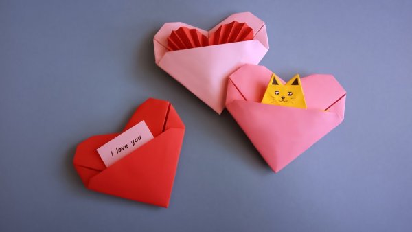Валентинка оригами