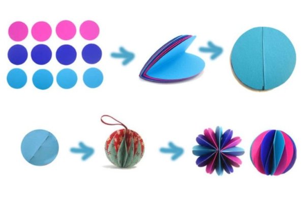 Елочные шары из цветной бумаги