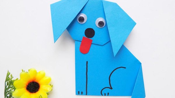 Оригами собака из бумаги для детей