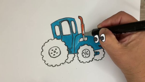 Синий трактор эскиз