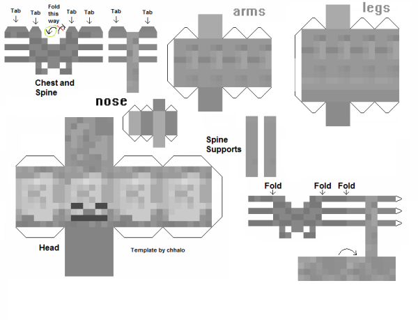 Развертка скелета из МАЙНКРАФТА