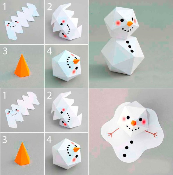 Объясный Снеговик из бумаги
