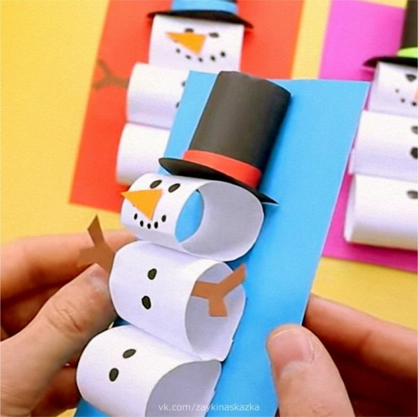 Снеговик из бумаги объемный