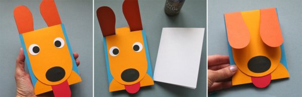 Собачка из цветного картона