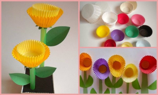 Цветы из форм для кексов бумажные