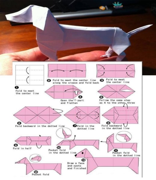 Оригами такса схема
