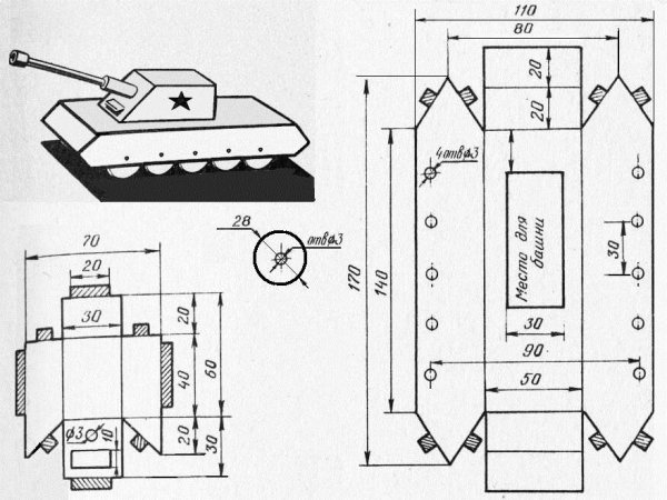 Схема модели танка т-34 из картона