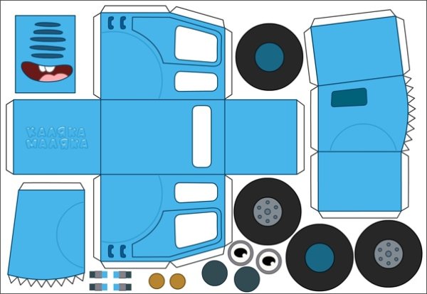 Бумажный синий трактор схема