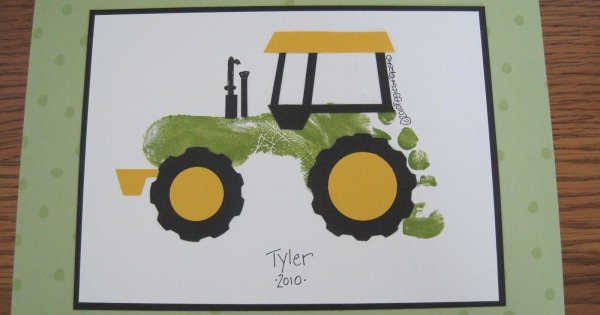 Трактор из цветной бумаги для детей