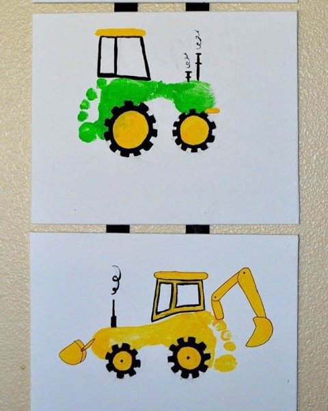 Аппликация трактор из цветной бумаги