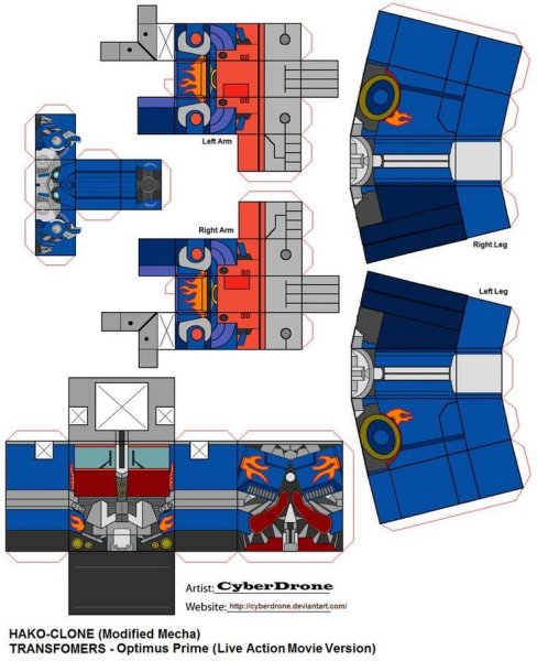 Робот трансформер из бумаги Оптимус Прайм