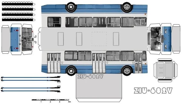 Бумажный макет троллейбуса ЗИУ 682