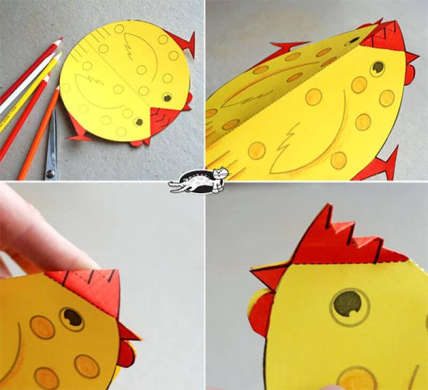 Цыпленок из цветной бумаги для детей