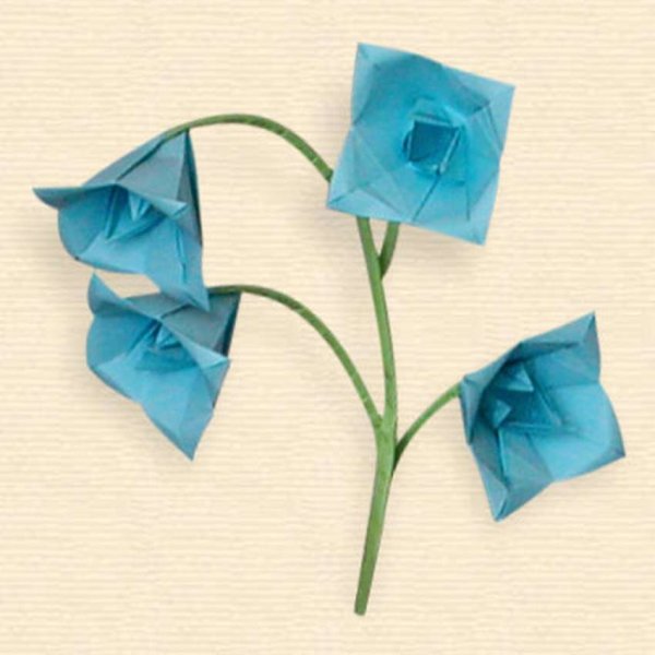 Оригами цветок колокольчик из бумаги