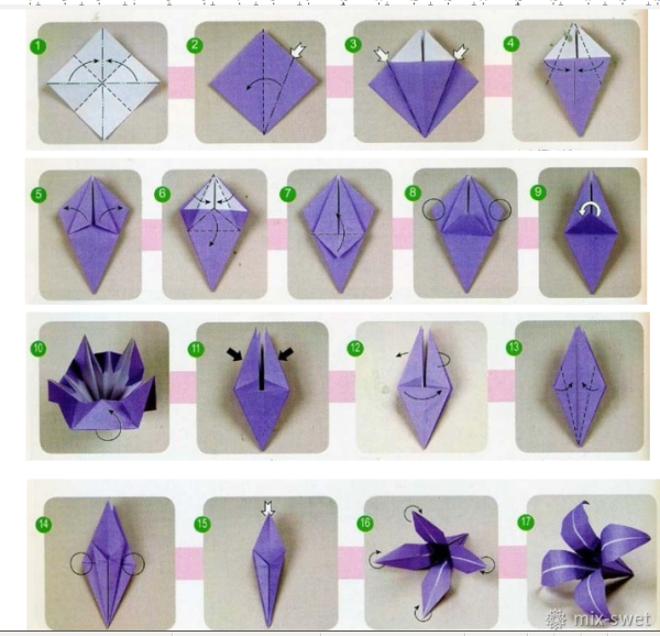 Оригами колокольчик цветок