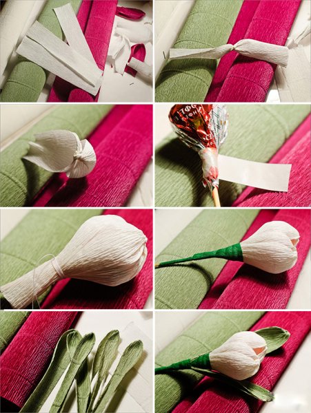 Букет тюльпанов из крепированной бумаги