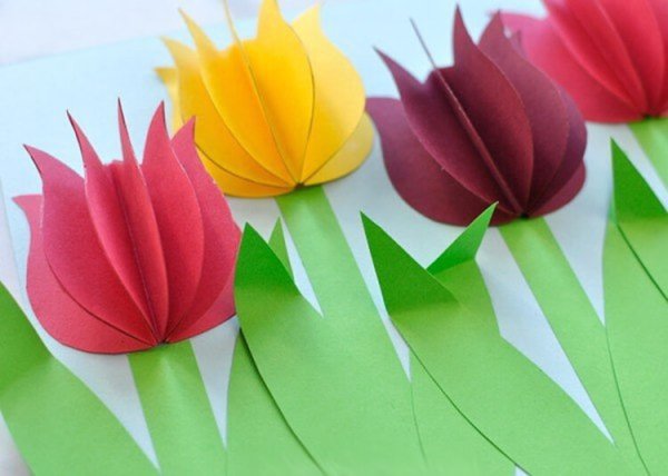 Поделки тюльпан из цветной бумаги