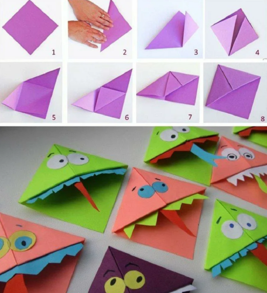 Оригами закладка для книг уголок