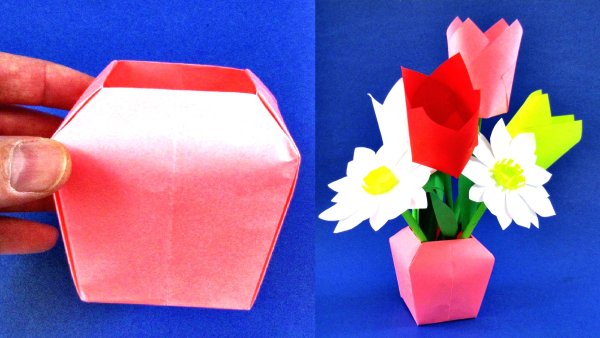 Оригами вазочка для цветов