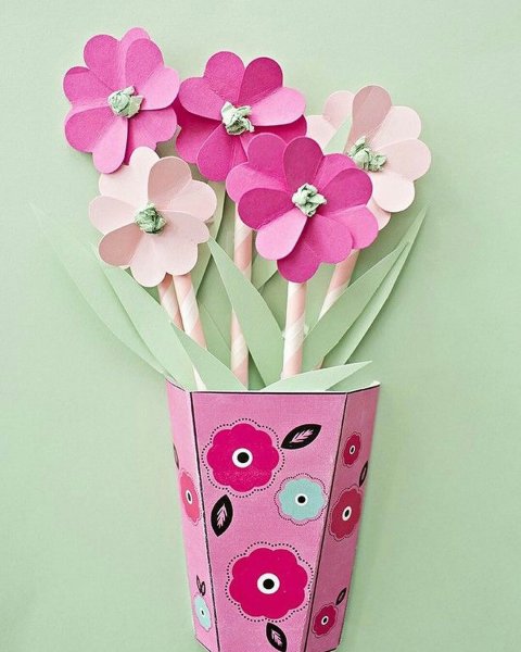 Поделки вазочка с цветами из бумаги