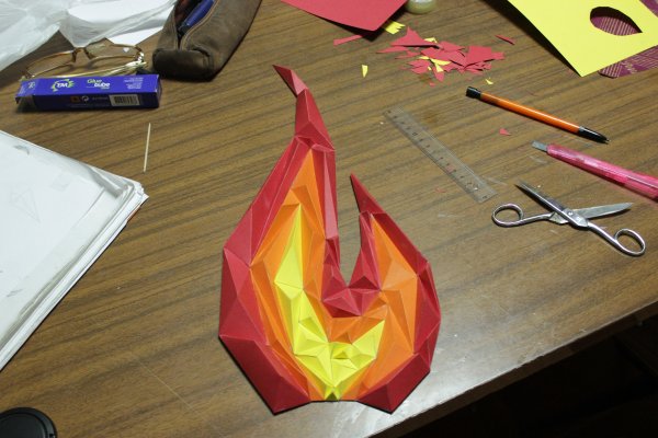 Оригами огонь из бумаги