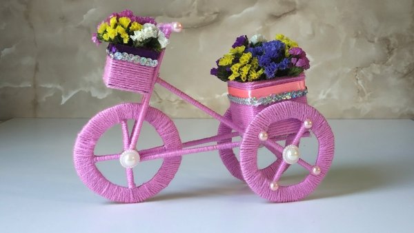Поделка велосипед с цветами