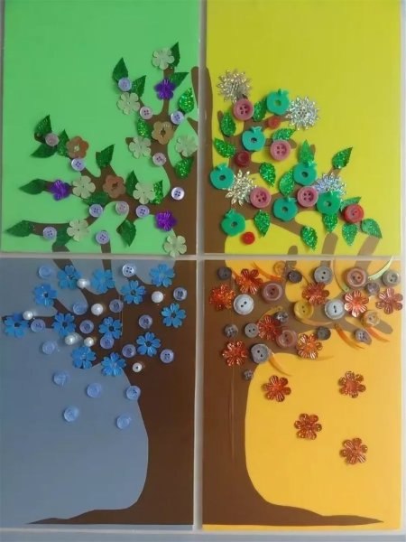 Сезонное дерево для детского сада на стену