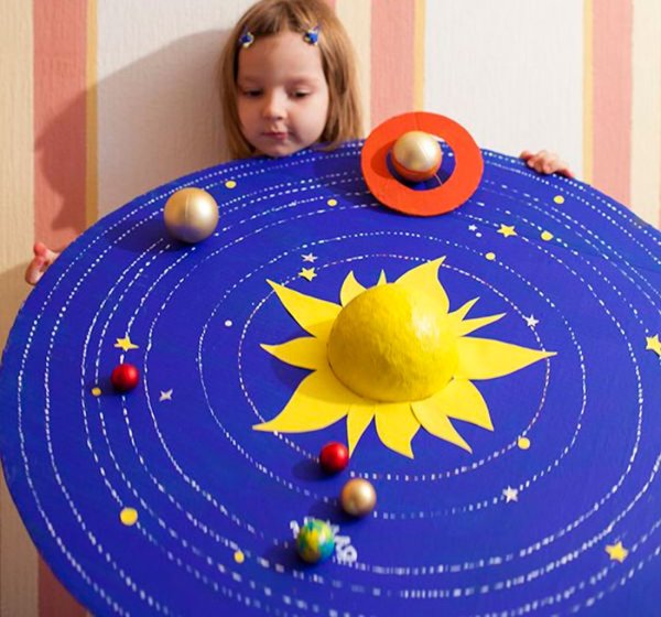 Поделки с ребенком к Дню космонавтики-макет солнечной системы