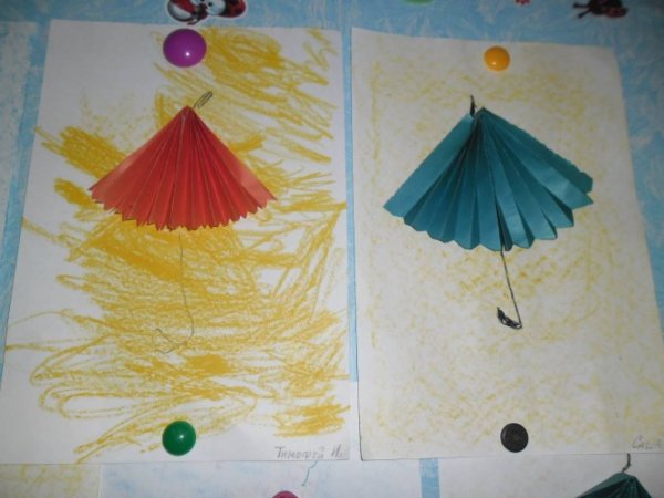 Зонтик из цветной бумаги гармошкой