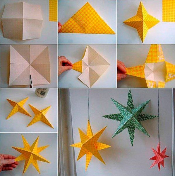 Объемная звезда оригами из бумаги пошагово