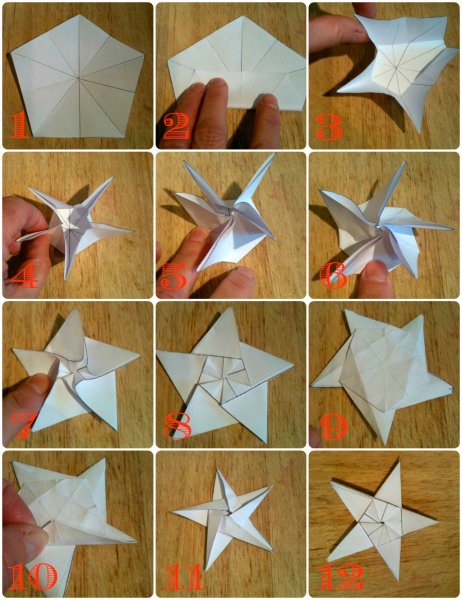 Звезда оригами объемная пятиконечная пошагово