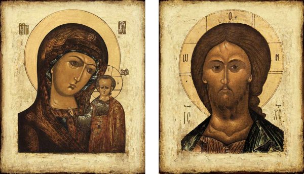 Казанская икона Божией матери и Спаситель