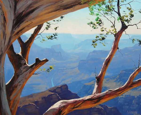 Картина дерева на фоне природы